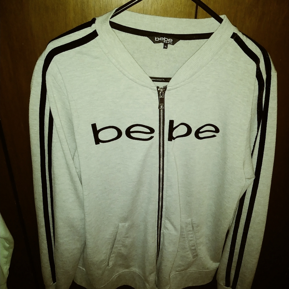 Bebe gray n black light weight zip up jacket